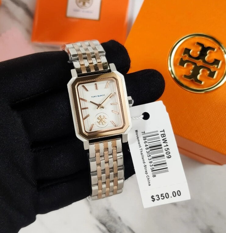 Tory Burch Robinson White Dial Two Tone Steel Strap Watch for Women - TBW1509