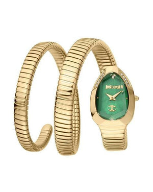 Just Cavalli Glam Evo 4 Green Dial Gold Steel Strap Watch for Women - JC1L209M0045