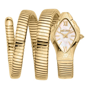 Just Cavalli Cristallo Mother of Pearl Dial Gold Steel Strap Watch for Women - JC1L307M0025