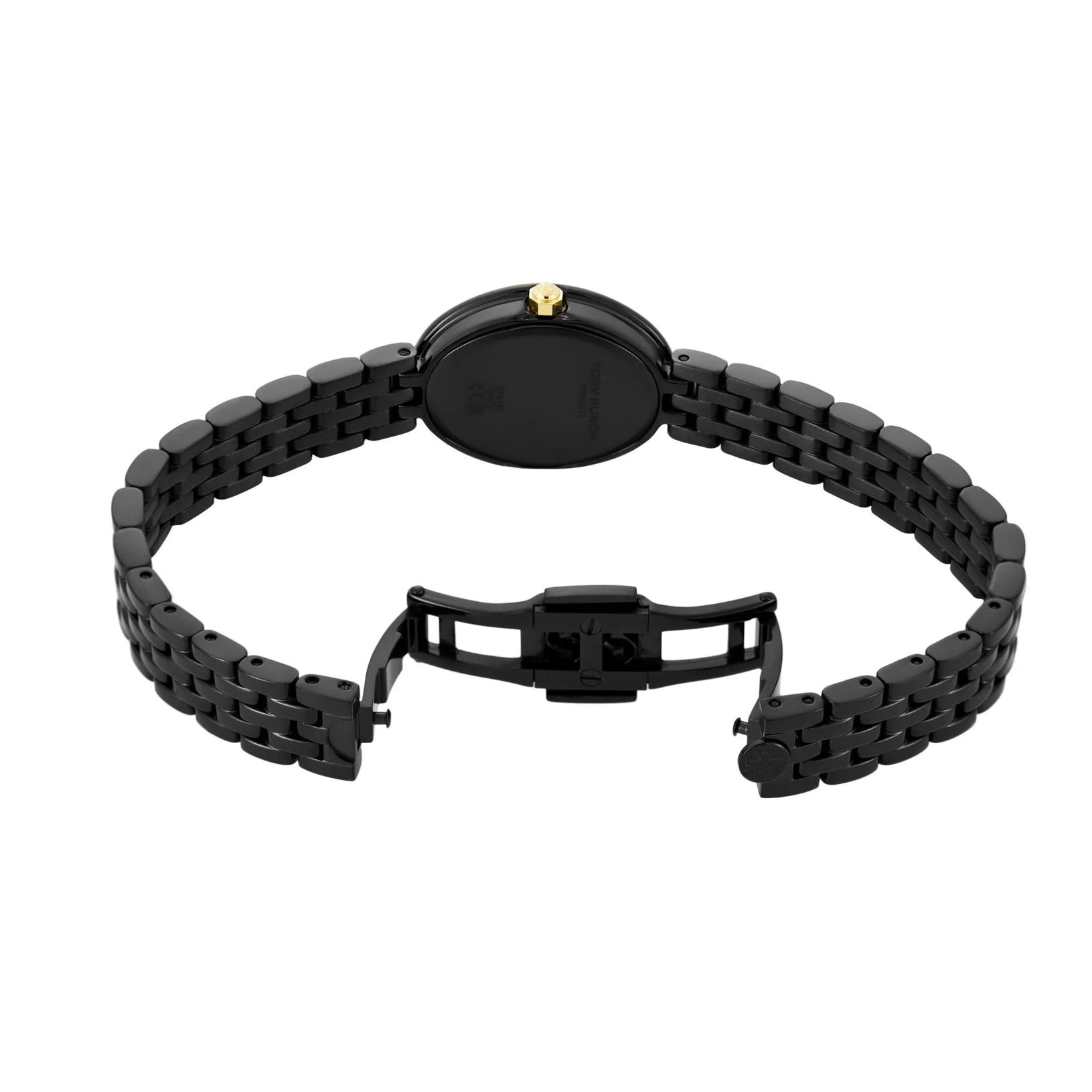 Tory Burch Oval Black Dial Black Steel Strap Watch for Women - TBW6035