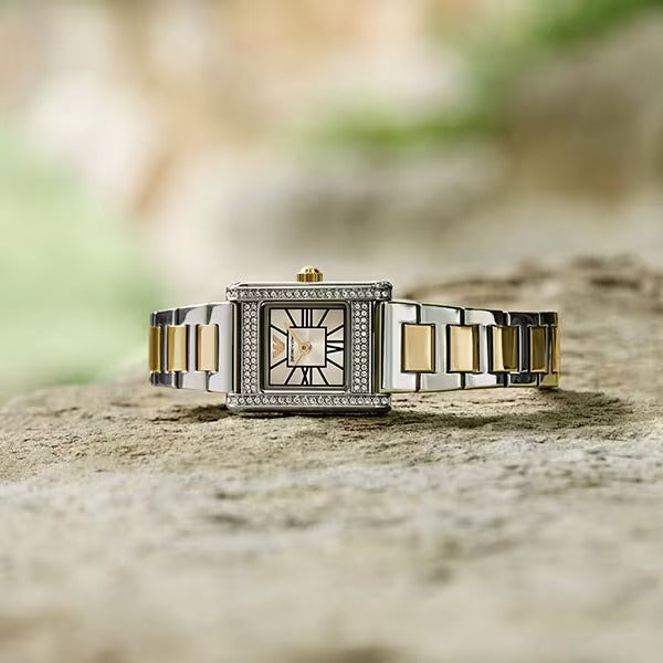 Emporio Armani Genni Crystals Silver Dial Two Tone Steel Strap Watch for Women - AR11704