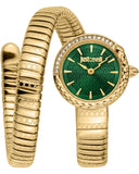 Just Cavalli Enchanting Green Dial Gold Steel Strap Watch for Women - JC1L301M0035