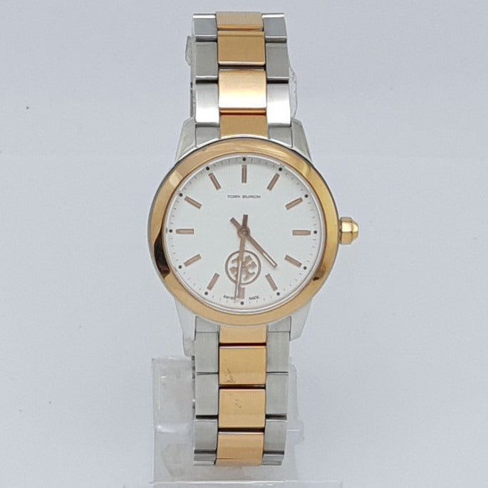 Tory Burch Collins White Dial Two Tone Steel Strap Watch for Women - TBW1305