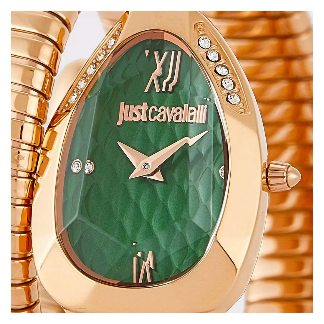 Just Cavalli Glam Evo 9 Green Dial Rose Gold Steel Strap Watch for Women - JC1L224M0055