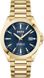 Hugo Boss Strike Blue Dial Gold Steel Strap Watch for Men - 1514172