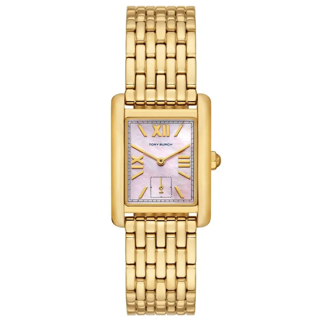 Tory Burch Eleanor Mother of Pearl Pink Dial Gold Steel Strap Watch for Women - TBW1077