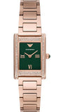 Emporio Armani Genni Green Dial Rose Gold Steel Strap Watch for Women - AR11641