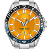 Hugo Boss Runner 3H Orange Dial Silver Steel Strap Watch for Men - 1514206