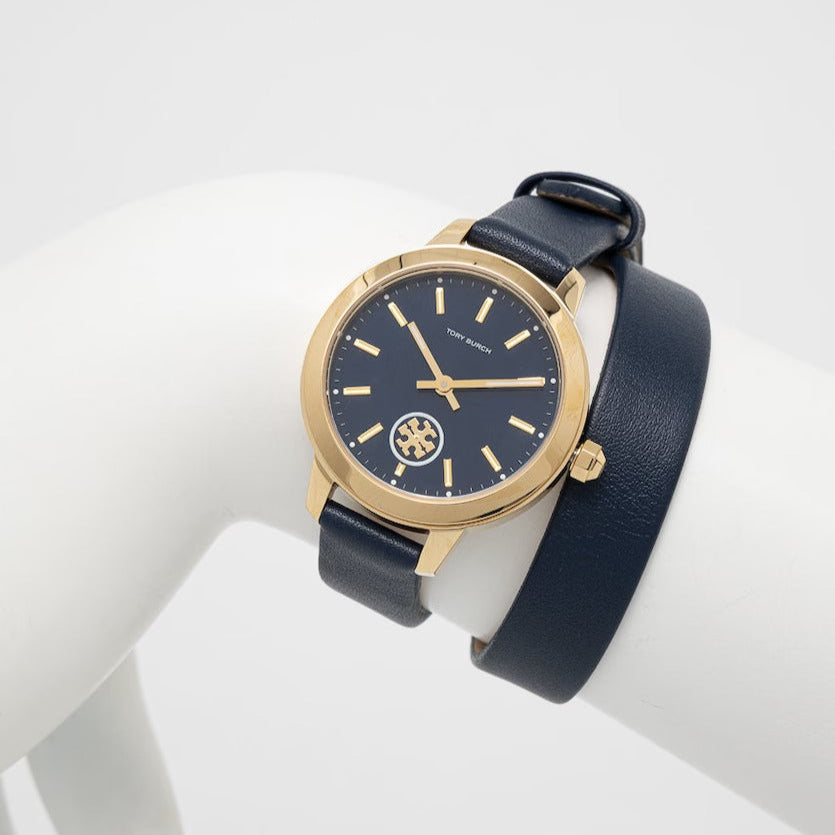 Tory Burch Collins Quartz Blue Dial Blue Leather Strap Watch for Women - TBW1303