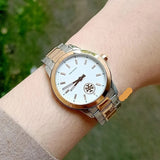 Tory Burch Collins White Dial Two Tone Steel Strap Watch for Women - TBW1305