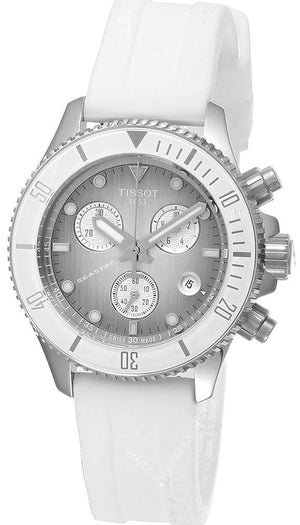 Tissot Seastar 1000 Chronograph Grey Dial White Rubber Strap Watch for Men - T120.217.17.011.00