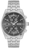 Hugo Boss Skytraveller Chronograph Grey Dial Silver Steel Strap Watch for Men - 1514151