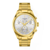 Tissot PR 100 Chronograph White Dial Gold Steel Strap Watch for Men - T150.417.33.031.00