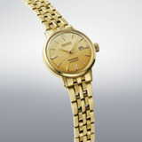 Seiko Presage Cocktail Time Automatic Diamonds Gold Dial Gold Steel Strap Watch for Women - SRE018J1
