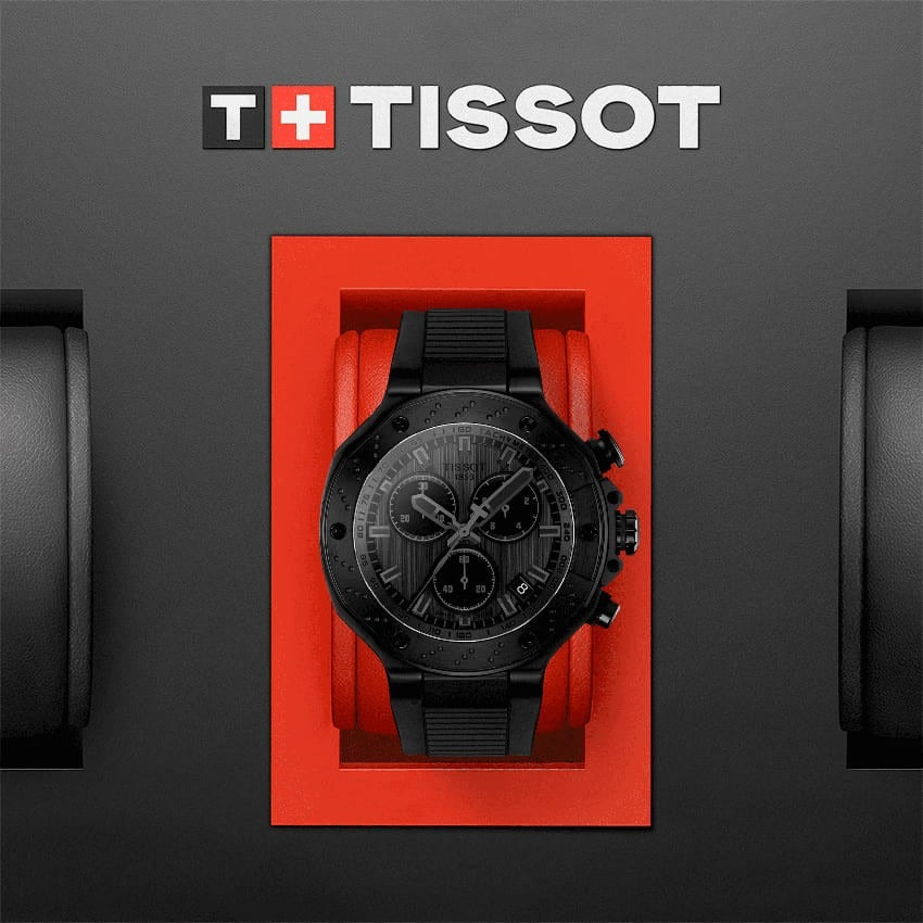 Tissot T-Race Chronograph Black Dial Black Rubber Strap Watch for Men - T141.417.37.061.00