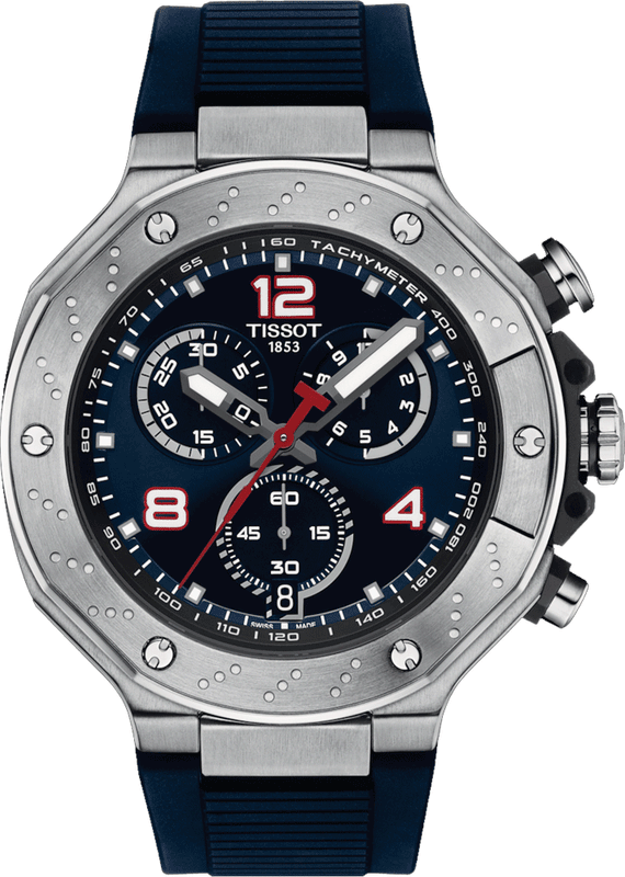 Tissot T Race Moto GP Limited Edition Chronograph Blue Dial Blue Rubber Strap Watch for Men - T141.417.17.047.00