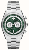 Emporio Armani Racer Chronograph Green Dial Silver Steel Strap Watch for Men - AR11637
