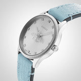 Gucci G Timeless Silver Dial Blue Leather Strap Watch for Women - YA1265039