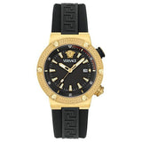Versace Greca Logo Diver Quartz Black Dial Black Rubber Strap Watch for Men - VE8G00324