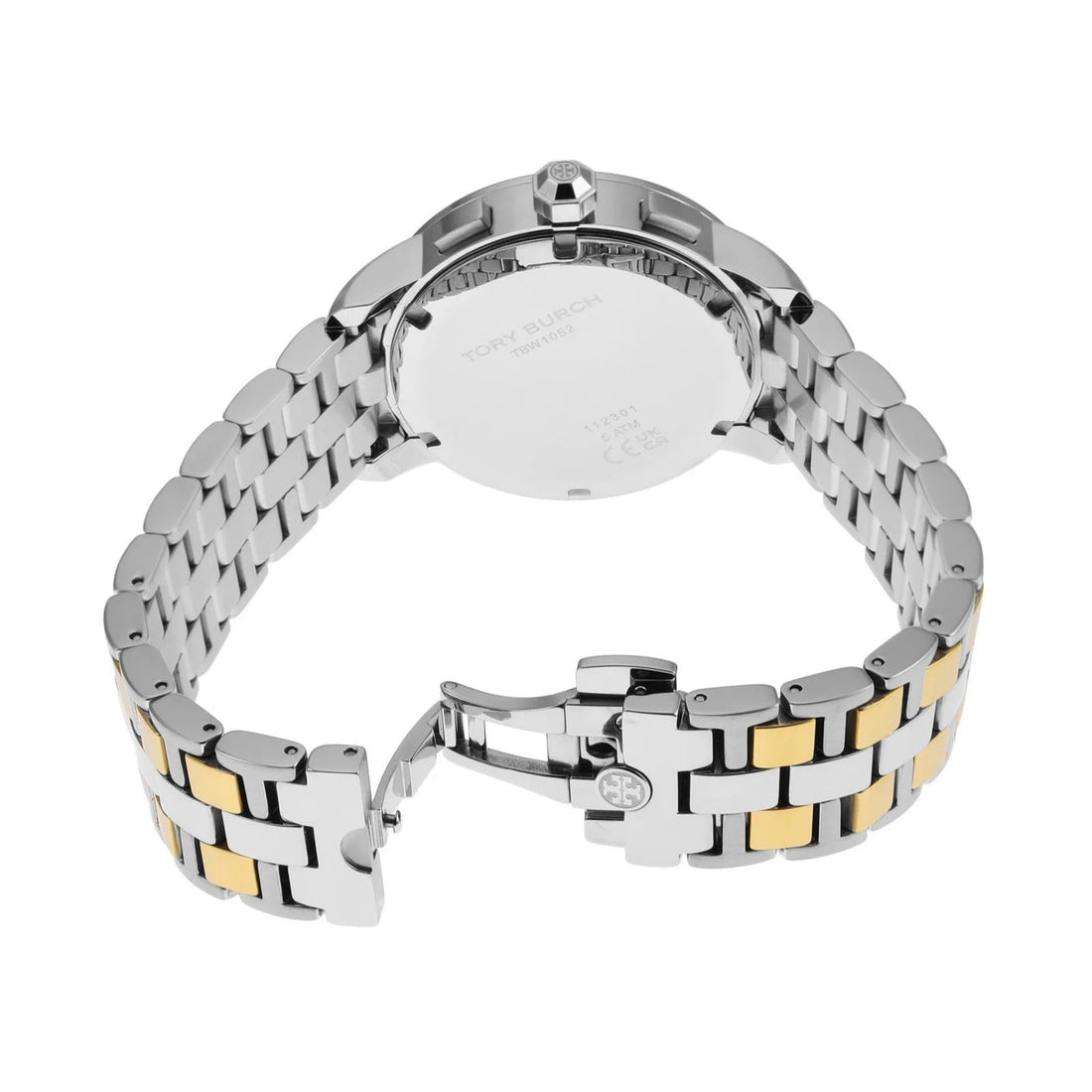Tory Burch Classic Chronograph White Dial Two Tone Steel Strap Watch for Women - TBW1034