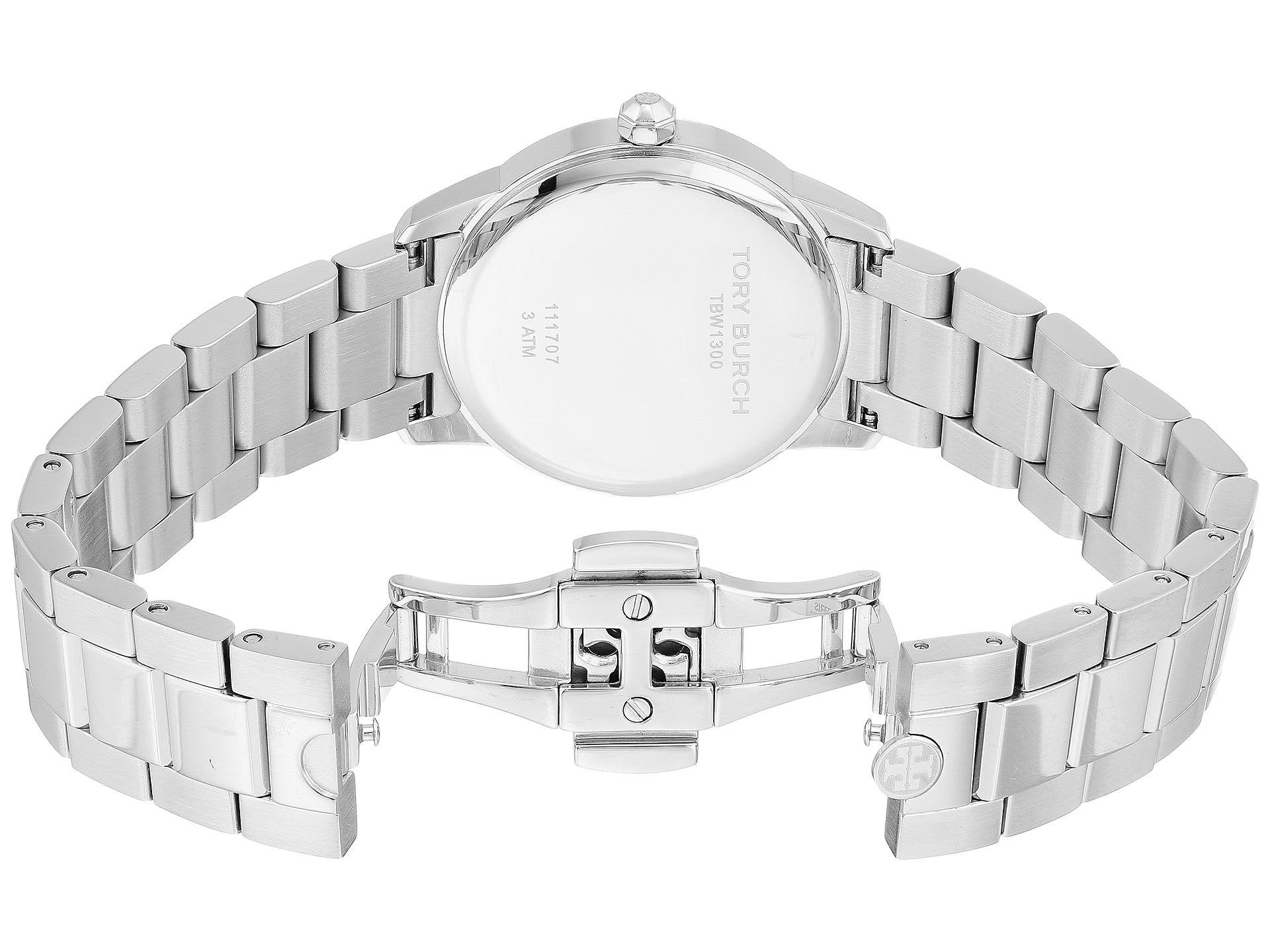 Tory Burch Collins White Dial Silver Steel Strap Watch for Women - TBW1301
