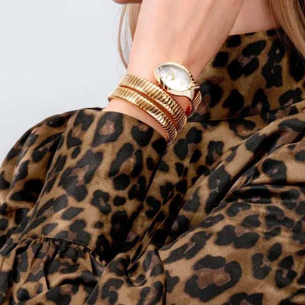 Just Cavalli Classico Lungo White Dial Gold Steel Strap Watch for Women - JC1L248M0025