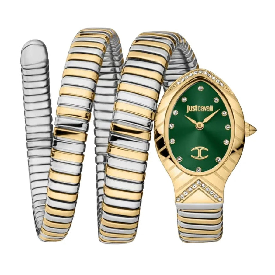 Just Cavalli Classico Lungo Green Dial Two Tone Steel Strap Watch for Women - JC1L248M0065