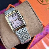 Tory Burch Eleanor Mother of Pearl Pink Dial Gold Steel Strap Watch for Women - TBW1077