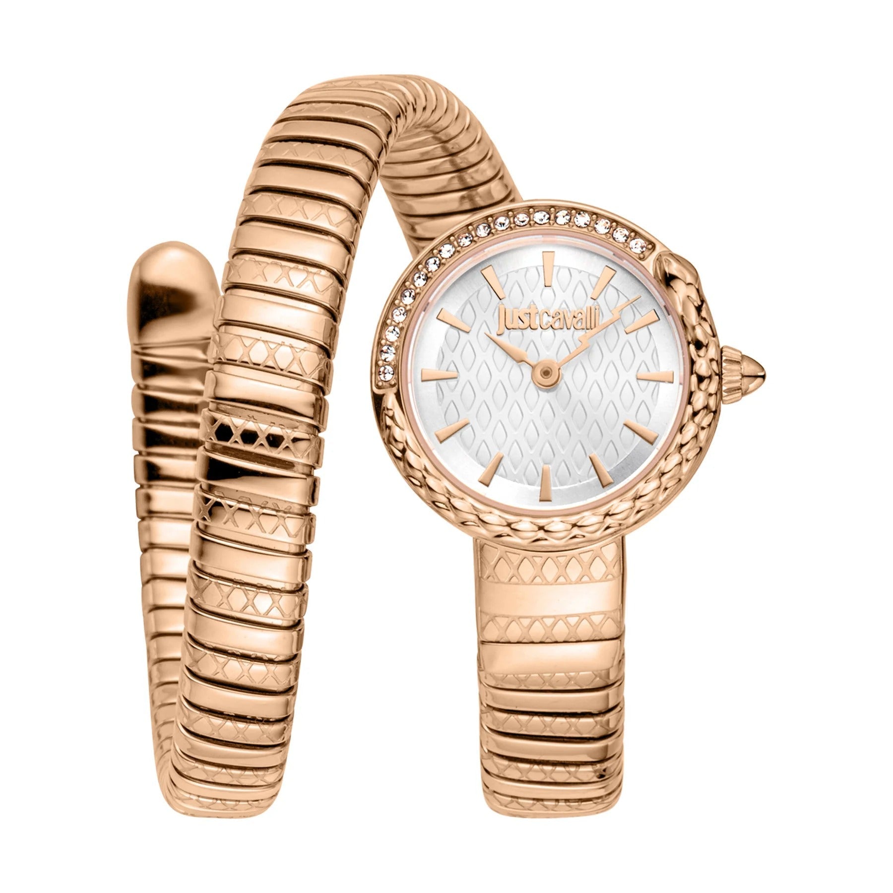 Just Cavalli Enchanting White Dial Rose Gold Steel Strap Watch for Women - JC1L301M0045