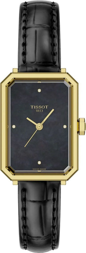 Tissot SRV Black Mother of Pearl Dial Black Leather Strap Watch for Women - T160.110.36.126.00