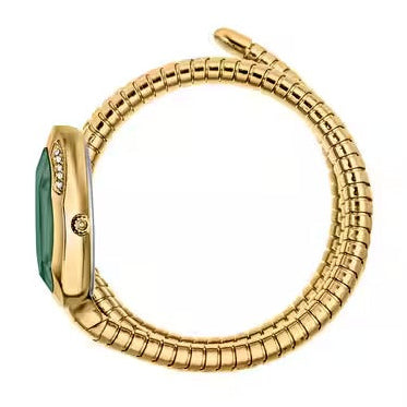 Just Cavalli Serpente Metallica Green Dial Gold Steel Strap Watch for Women - JC1L224M0045