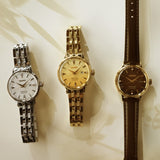 Seiko Presage Cocktail Time Automatic Diamonds Gold Dial Gold Steel Strap Watch for Women - SRE018J1