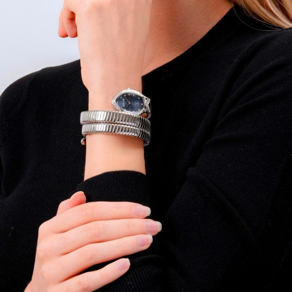 Just Cavalli Classico Lungo Blue Dial Silver Steel Strap Watch for Women - JC1L248M0015