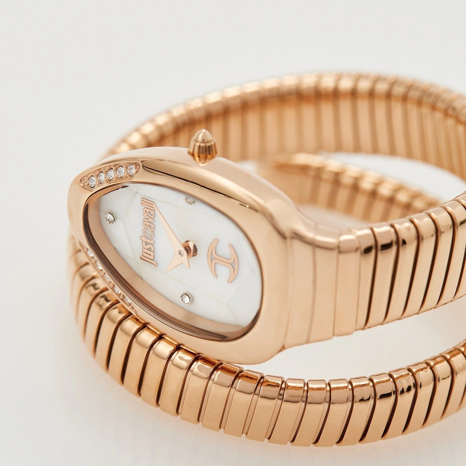 Just Cavalli Glam Evo 4 Mother of Pearl Dial Rose Gold Steel Strap Watch for Women - JC1L229M0045