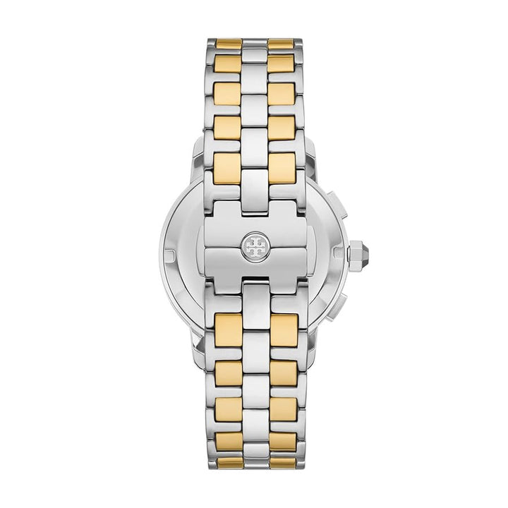 Tory Burch Classic Chronograph White Dial Two Tone Steel Strap Watch for Women - TBW1034