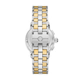 Tory Burch Classic Chronograph White Dial Two Tone Steel Strap Watch for Women - TBW1034