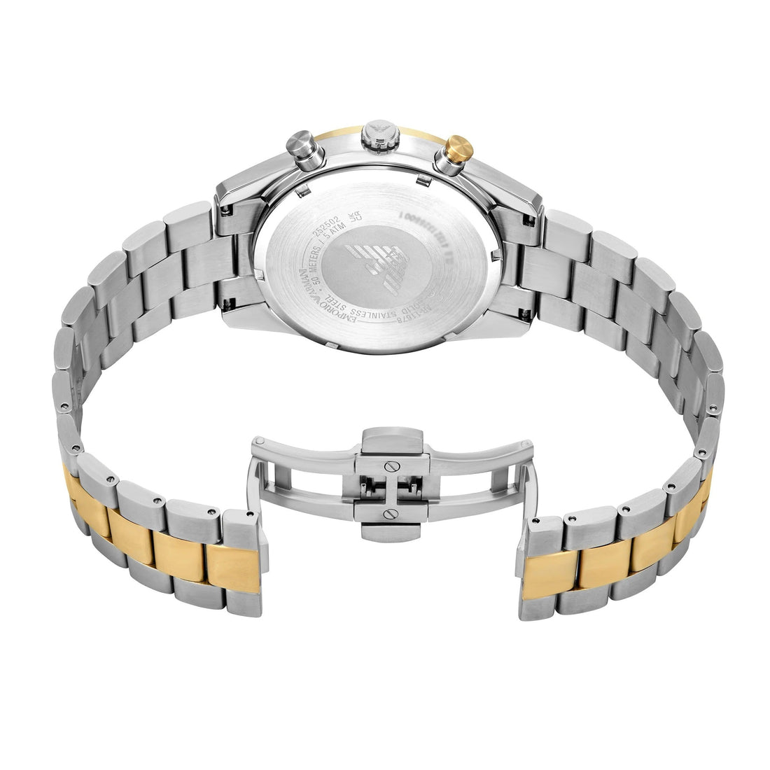 Emporio Armani Racer Chronograph Black Dial Two Tone Steel Strap Watch for Men - AR11678