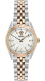 Versace V-Code Analog White Dial Two Tone Steel Strap Watch for Women - VE8I00624