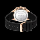 Hugo Boss Runner Chronograph Black Dial Black Silicone Strap Watch for Men - 1514168