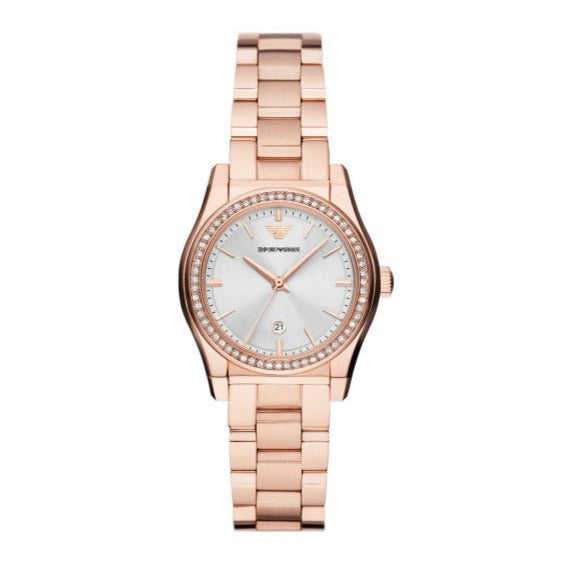 Emporio Armani Federica Analog Mother of Pearl Dial Rose Gold Steel Strap Watch for Women - AR11558
