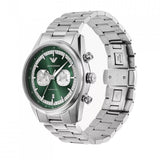 Emporio Armani Racer Chronograph Green Dial Silver Steel Strap Watch for Men - AR11637