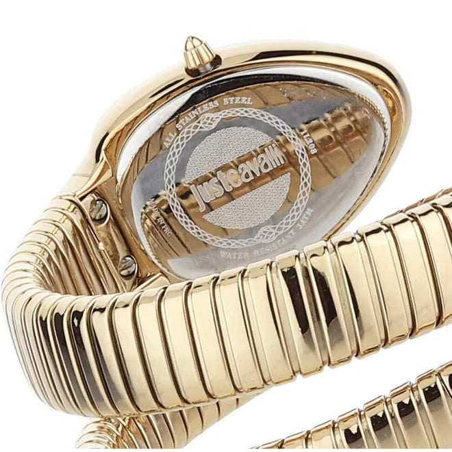 Just Cavalli Serpente Metallica White Dial Gold Steel Strap Watch for Women - JC1L208M0035