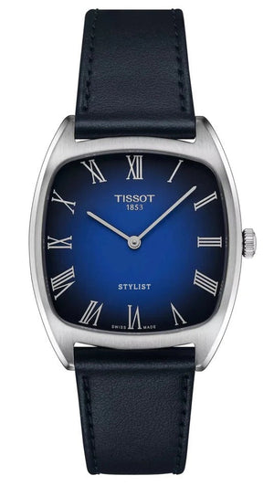 Tissot Stylist Quartz Blue Dial Blue Leather Strap Watch for Men - T159.909.16.043.00