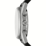 Emporio Armani Racer Chronograph Silver Dial Black Leather Strap Watch for Men - AR11677