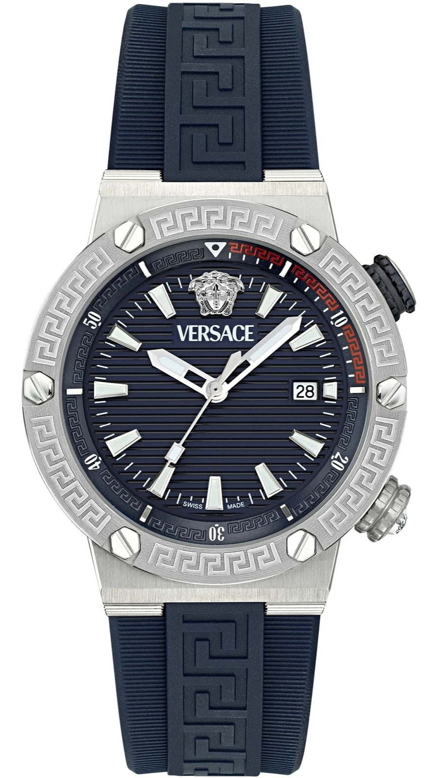 Versace Greca Diver Quartz Blue Dial Blue Rubber Strap Watch for Men - VE8G00124