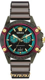 Versace Icon Active Chronograph Black Dial Black Rubber Strap Unisex Watch - VE8P00224
