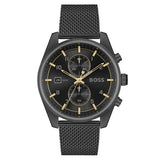 Hugo Boss Skytraveller Chronograph Black Dial Black Mesh Strap Watch for Men - 1514150