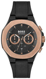 Hugo Boss Taper Chronograph Black Dial Black Leather Strap Watch for Men - 1514089