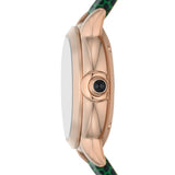 Emporio Armani Mia Meccanico Mother of Pearl Dial Green Leather Strap Watch for Women - AR60073