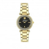 Versace Reve Analog Black Dial Gold Steel Strap Watch for Women - VE8B00624